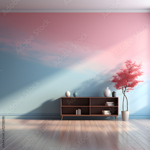 Imagen cautivadora de una habitación impregnada de tonos pastel, donde la suavidad y la armonía cromática crean una atmósfera relajante. La paleta de colores delicados, la luz tenue y la decoración en