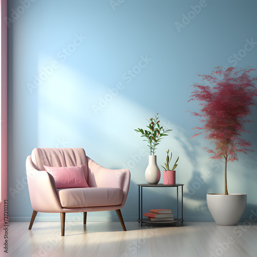 Imagen cautivadora de una habitación impregnada de tonos pastel, donde la suavidad y la armonía cromática crean una atmósfera relajante. La paleta de colores delicados, la luz tenue y la decoración en