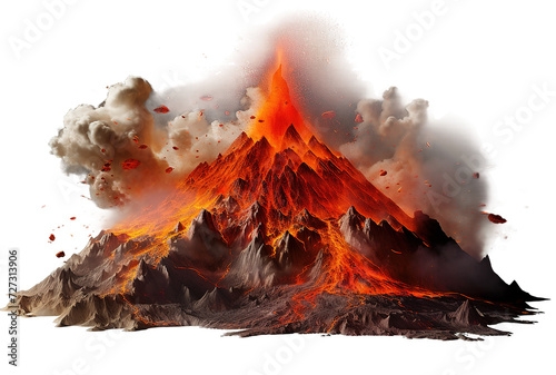 Isolated Volcano Eruption with Lava PNG on Transparent or White Background