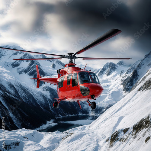 helicopter in the mountains