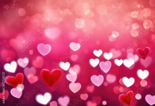 Romantic pink heart bokeh background