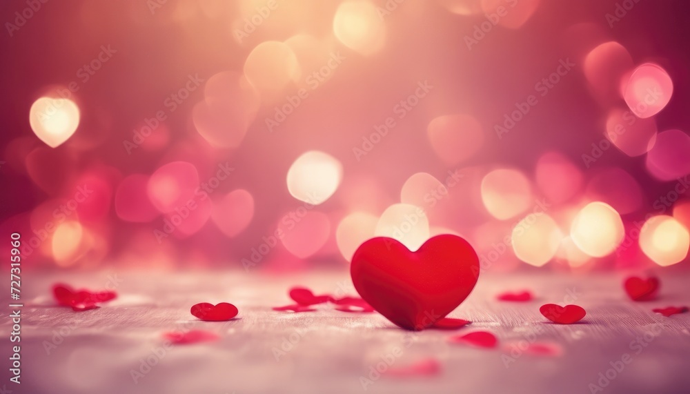 Radiant love heart with bokeh background