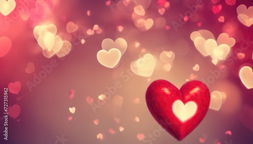Glowing hearts bokeh background for romantic occasion