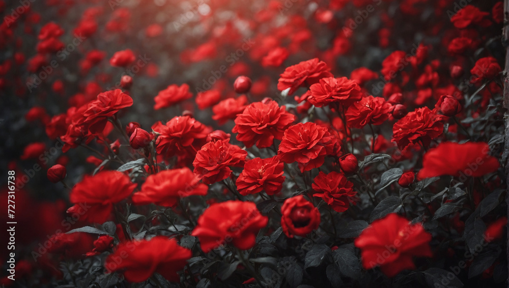 Fototapeta premium red flowers background ai image 