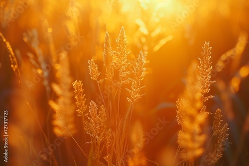 Various herbs and ears in the golden sunset light © cong