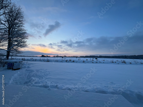 winter, field in snow, sunny winter day © Sergey