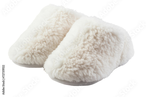 Plush Fleece Slippers on Transparent Background, PNG, Generative Ai