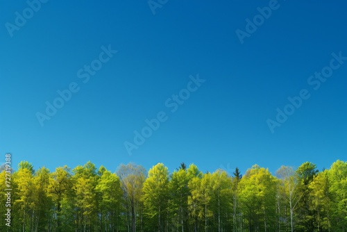 Treeline with colorful blue sky