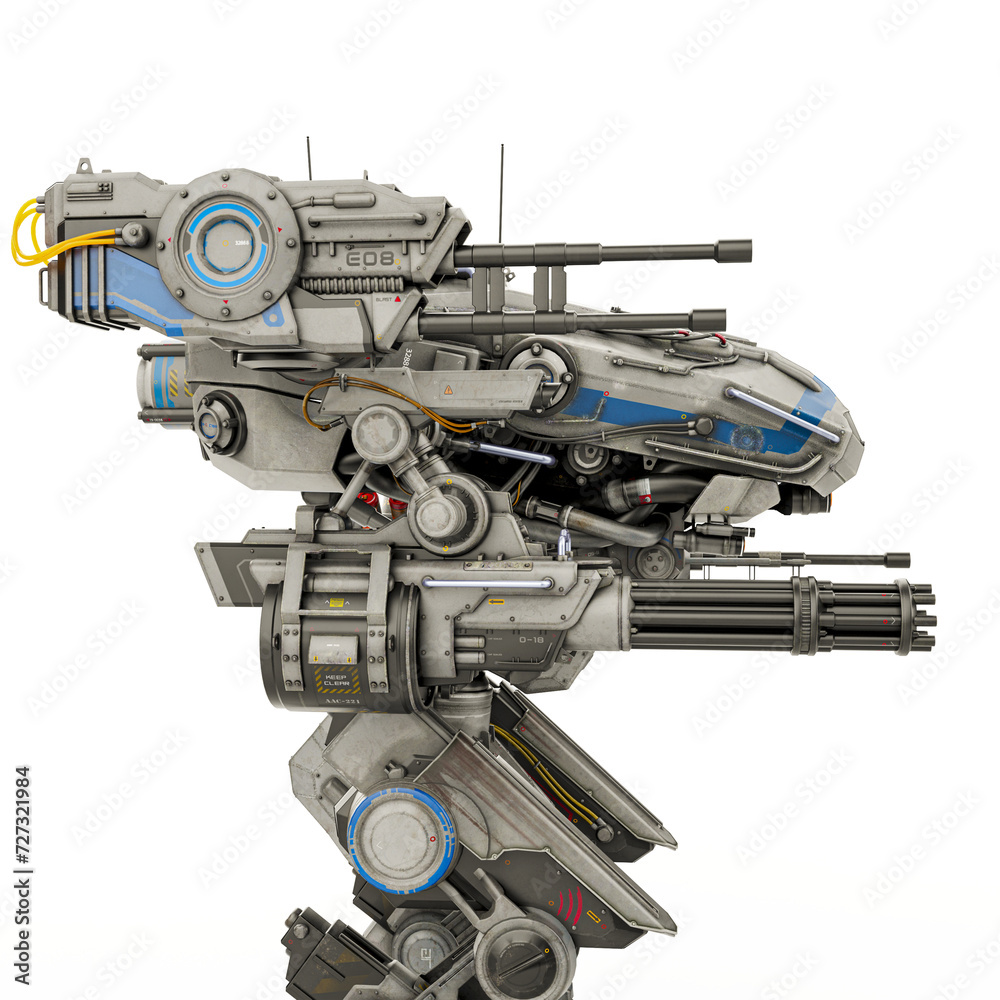 mega mech enforcer is standing up in cool side close up view mega mech enforcer is standing up in cool side close up view