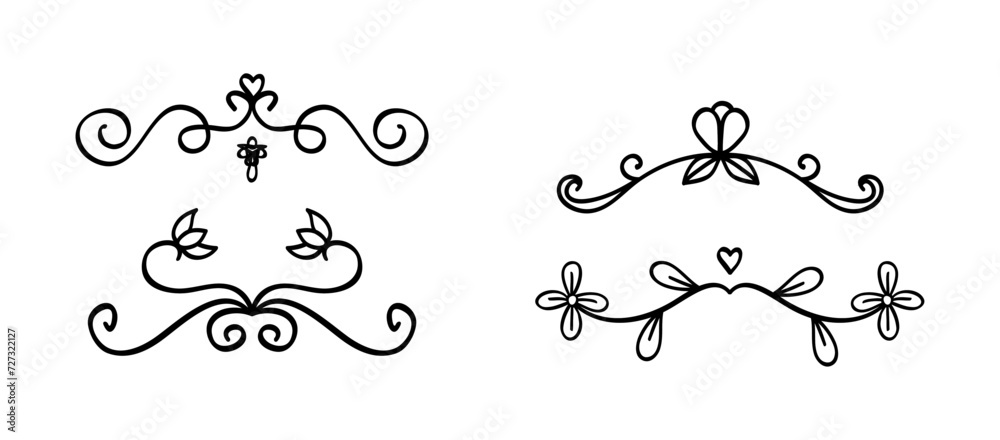 Hand drawn collection of wedding ornaments