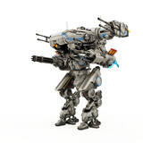 mega mech enforcer is standing up on cool side view