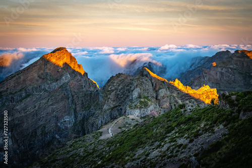 sunrise at pico do arieiro, madeira, trekking, outdoor, view, portugal, mountain, 
