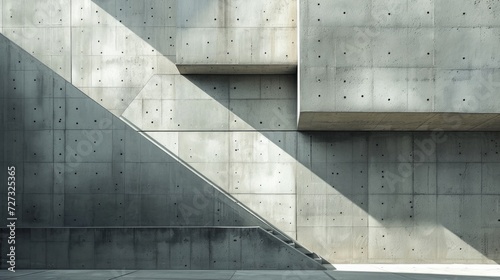 Geometric patterns of light and shadow on a concrete fasade, accentuating arc...