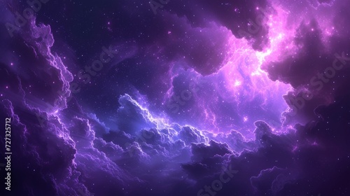 Describing an Abstract Purple Night Sky and Clouds Background.