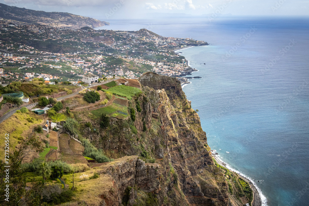 view from highest cliff of madeira, cabo girao, cliff, skywalk, aerial view, madeira, portugal, europe