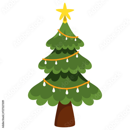 christmas tree with beautiful decorations vector illustration