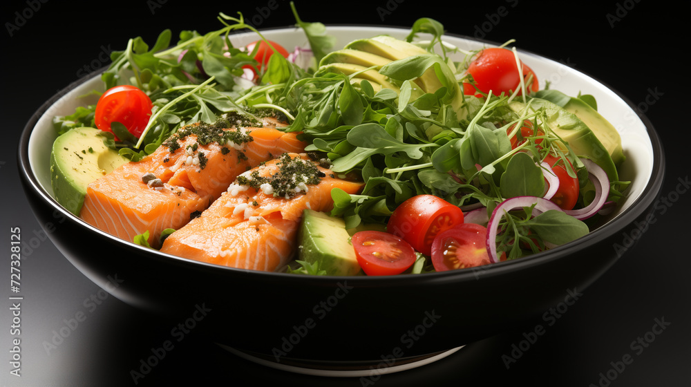 Fresh Fusion Feast: Captivating Avocado Salmon Salad Ensemble