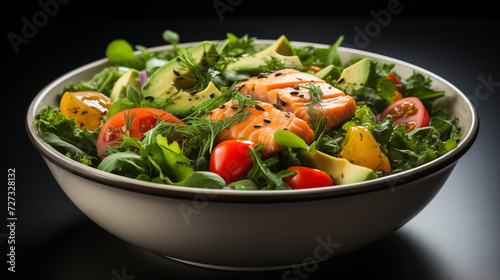 Oceanic Elegance: Artful Presentation of Avocado Salmon Salad © Stock Plus