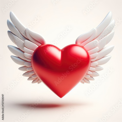 heart with wings valentine day illustration 