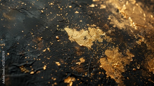Opulent gold leaf patterns on a midnight black canvas, exuding elegance and extravagance.
