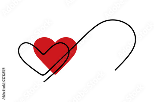 Continuous line drawing of heart. Heart line art banner background. Vector concept. Creative ideas. Doodle vector illustration