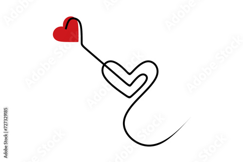 Continuous line drawing of heart. Heart line art banner background. Vector concept. Creative ideas. Doodle vector illustration