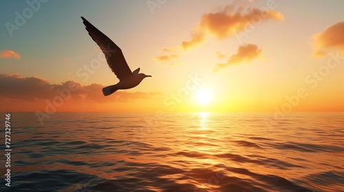 Bird Flying at Sunset - Flight Inspirational Soaring  
