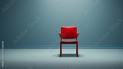 A Vintage Armchair Anchored Against a Tranquil Blue Backdrop