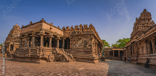 Panoramic view - Shri Airavatesvara Temple is a Hindu temple located in Dharasuram  Kumbakonam  Tamil Nadu. It was built by Chola emperor Rajaraja-2. It is a UNESCO World Heritage Site.