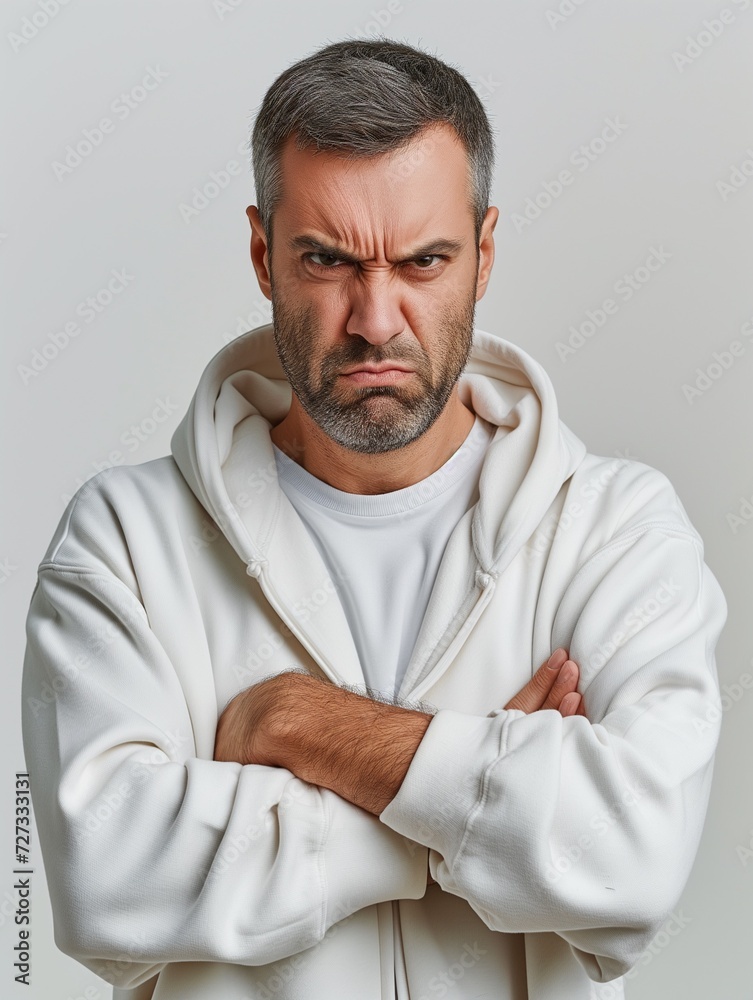 Man angry at minimalist outfit Man angry at minimalist outfit
