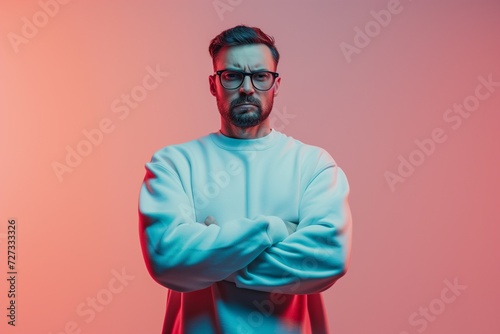 Man angry at minimalist outfit