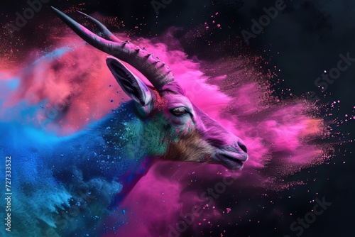 Animal and holi powder explosion of colours © Femke