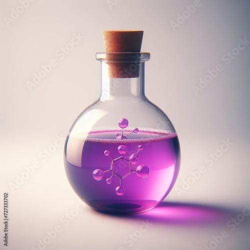 chemical laboratory glassware with liquid 