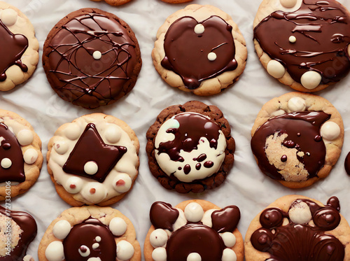 Illustrated chocolate bean cookies