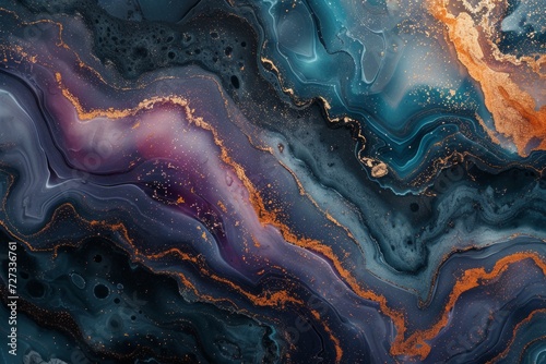 Swirling, iridescent marble textures in rich jewel tones, evoking a sense of ...