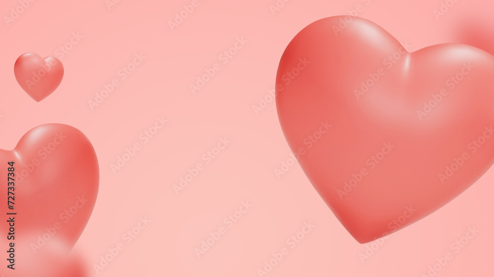 A pink heart 3d concept for the banner and background
