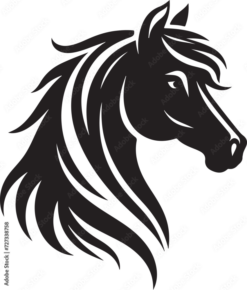 Horse Head Silhouette vector image, vector artwork of a horse head