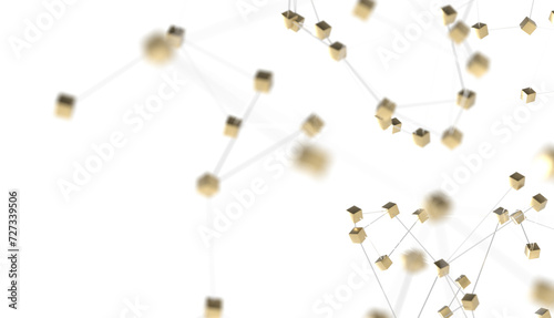 Abstract polygonal space with connecting dots and lines. Dark background. Connection structure. 3d Widescreen