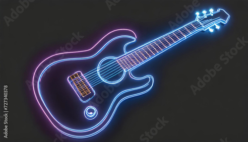 Neon guitar. Generative AI