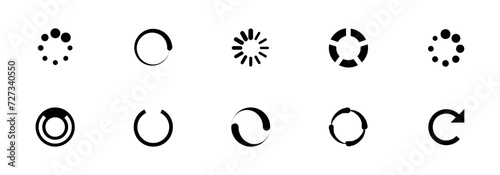 Loading icons. Buffering icon. Load. Load bar icons. Set of loading icon on white background. Editable Vector Illustration.
