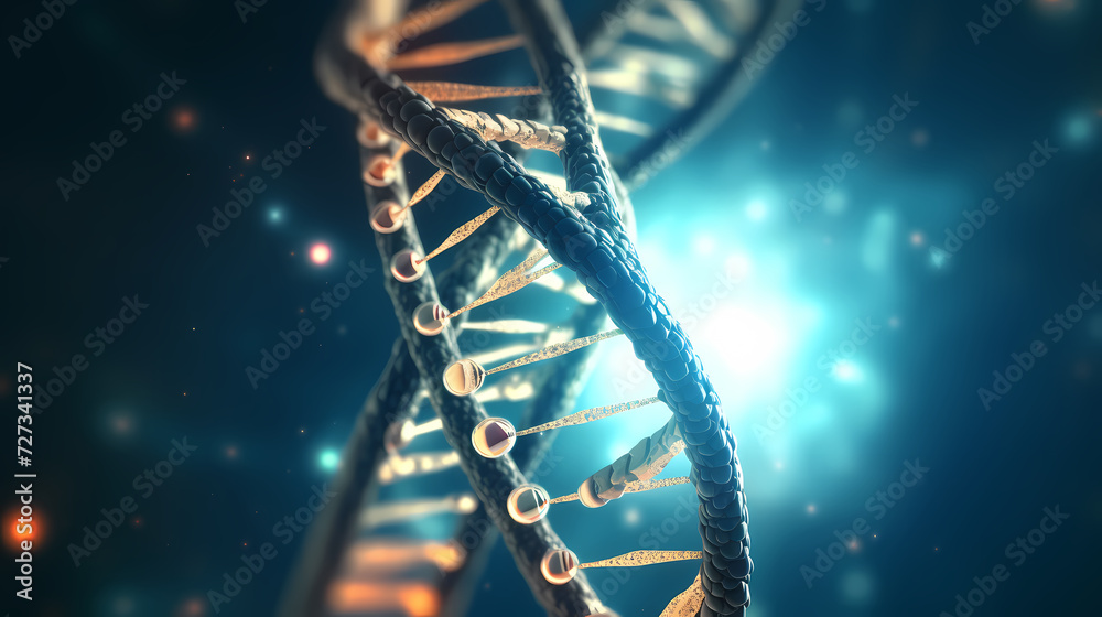 Human DNA structure, 3D illustration of helical DNA molecule Human DNA structure, 3D illustration of helical DNA molecule