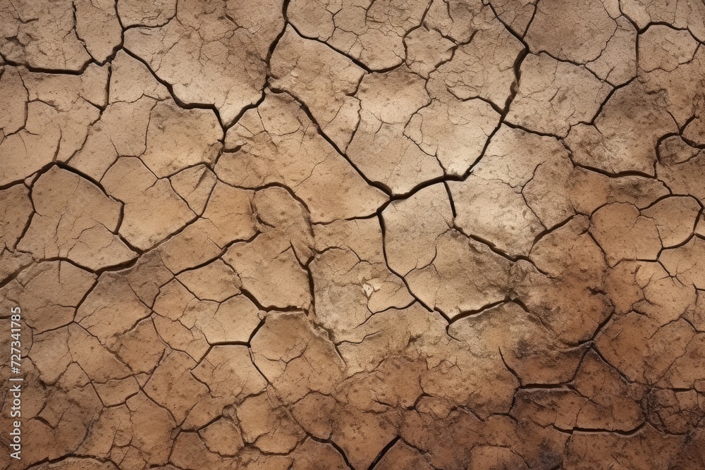 Texture of different shades of brown dry cracked ground surface, climate change. Generative Ai. Texture of different shades of brown dry cracked ground surface, climate change. Generative Ai.