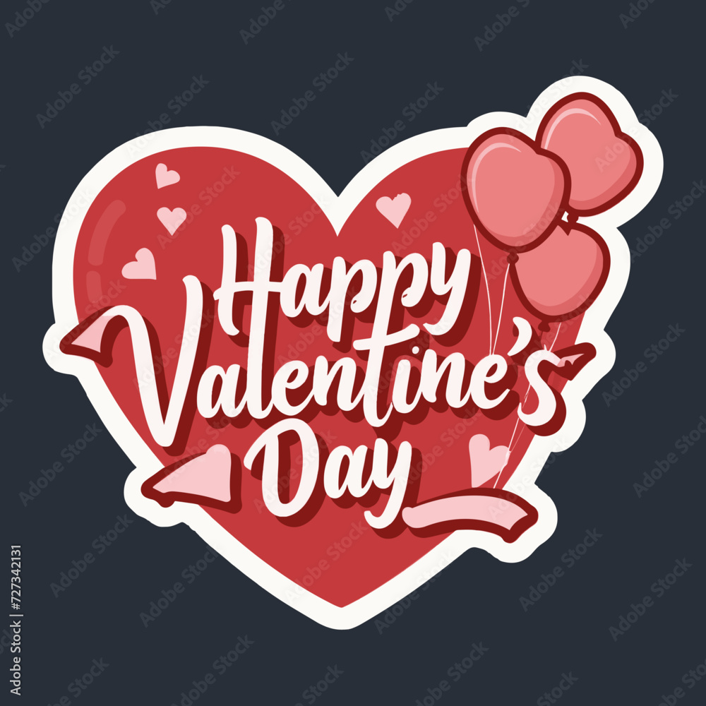 Free vector Red heart with baloons valentine's day illustration