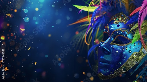 Dark Blue Background with Vibrant Brazilian Carnival Elements
