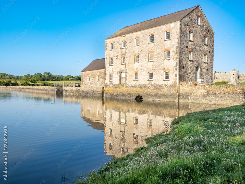 Tidal mill and Carew river in Wales