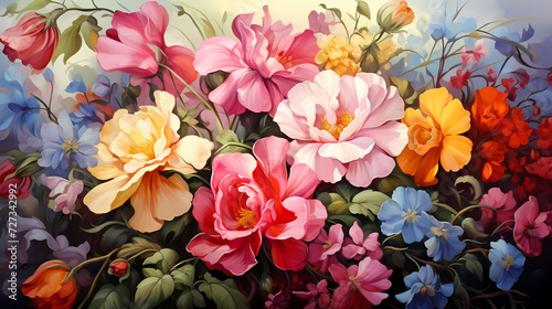 Seamless flower background, colorful flower background