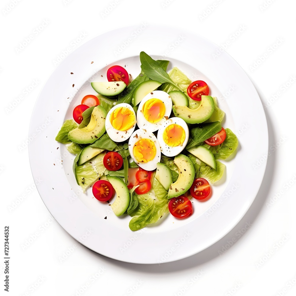 Egg and Avocado Salad with Tomato, Lettuce, and Dressing
Egg and Avocado Salad with Tomato, Lettuce, and Dressing