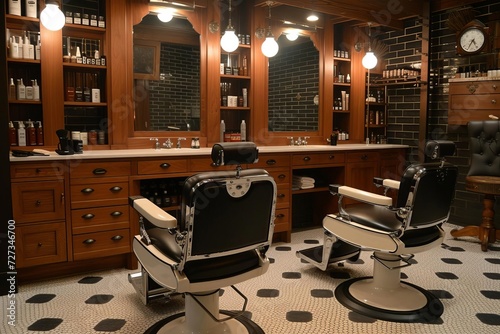 Upscale barbershop offering premium grooming services and a classic gentlemen's ambiance photo