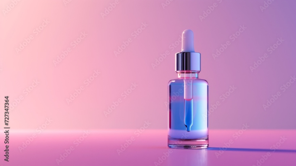 The dropper serum bottle is equipped with a glass pipette and a blank label, and filled with a liquid gel The dropper serum bottle is equipped with a glass pipette and a blank label, and filled with a liquid gel