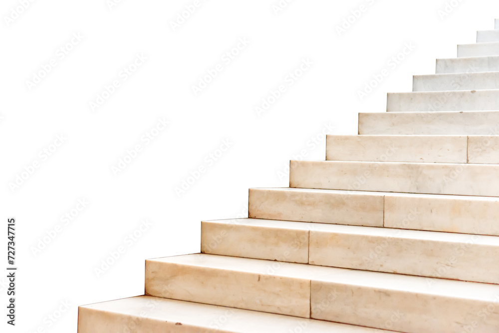 Marble staircase with stone stairs in building in PNG isolated on transparent background